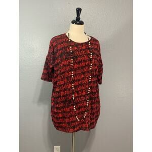 LULAROE Red Black Abstract High Low Hem Irma XS